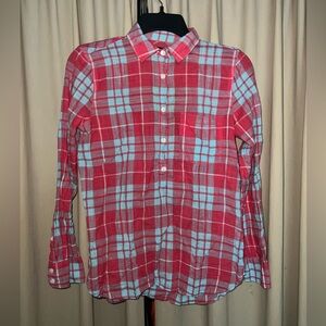 J. Crew XXsmall softest flannel long sleeve top! Red plaid 100% cotton!
